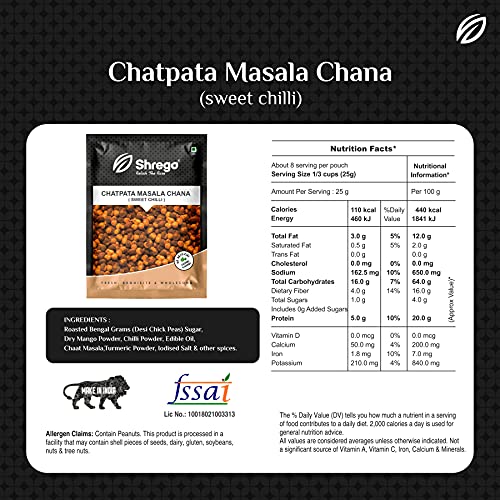 Image of SHREGO Chatpata Masala Roasted Bhuna Chana, Sweet Chilli, Snacks & Namkeen (300 Gm)