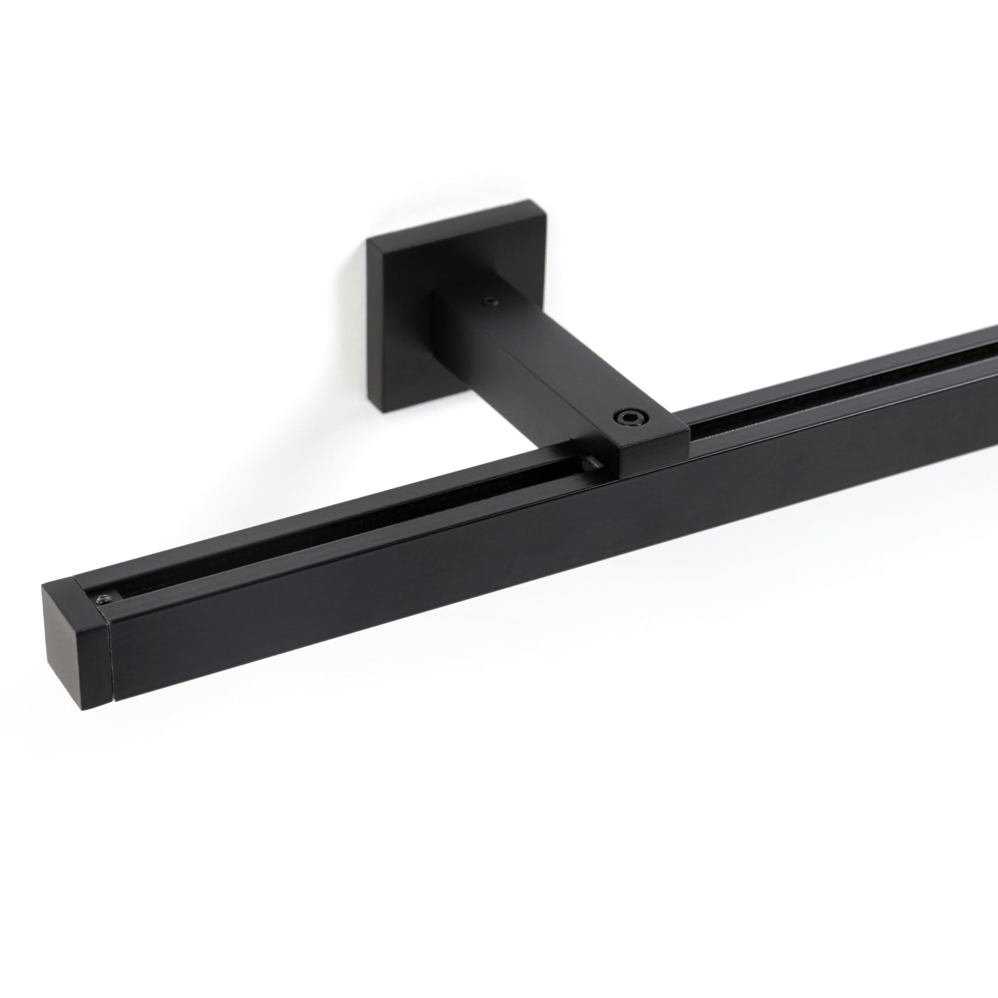 Deco-Raum Gardinenschiene Innenlauf eckig Cube 20x20 mm Schwarz matt, 130 cm, Wandmontage, auf Maß, Flächenvorhang geeignet