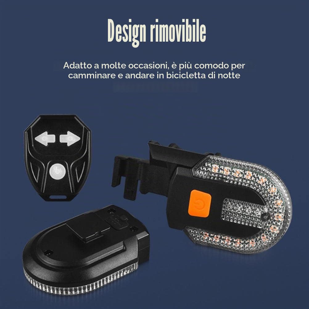 Fanale posteriore per bici con indicatori di direzione, telecomando wireless ricaricabile tramite USB, luci posteriori staccabili per mountain bike notturne e sicurezza