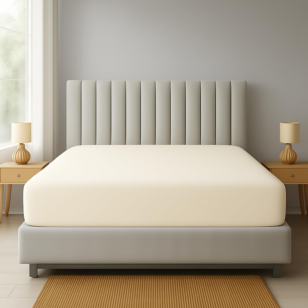 Nightzone Cream Fitted Sheet Extra Deep 16"/40Cm Polycotton Easycare Percale Deep Pocket Fitted Bed Sheets (Single, )