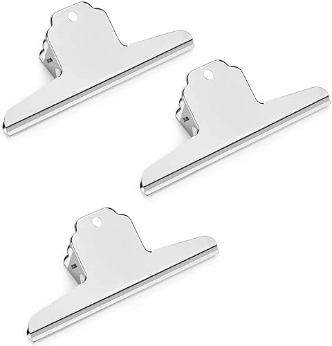 Miniatura 1 de Pinzas de bulldog grandes de 4 pulgadas, paquete de 10 clips de acero inoxidable para carpeta de dinero, abrazaderas, clips de papel de metal para