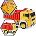 JOYIN 3 in 1 Friction Powered City Construction Vehicle Car Set Including Helicopter, Excavator, and Construction Truck, with Lights and Sounds/Sirens