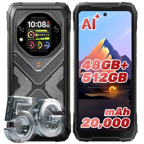 OSCAL TANK 1 5G Unlocked Rugged Phone 20000mAh/55W, 6,78' FHD+ 120Hz & 2,01' Rear Touchscreen, MTK7050 48GB+512GB/2TB Rugged Smartphone Android 15, 64MP+50MP+20MP Night Vision, IP68/IP69K/GPS/QZSS/OTG