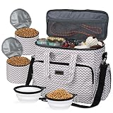 Picture of BAGLHER Dog Travel Bag, Pet Travel Bag (All Pet Travel Supplies), with 2 Pet Food Containers and 2 Collapsible Silicone Bowls; Essential Kits for Pet Travel BLW