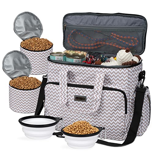 BAGLHER Dog Travel Bag with 2 Bowls & 2 Food Containers