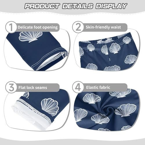 ALAZA Girls' Leggings Children's Yoga Pants Skinny Printed Dance Scallop Shell Navy Comfortable 4T2