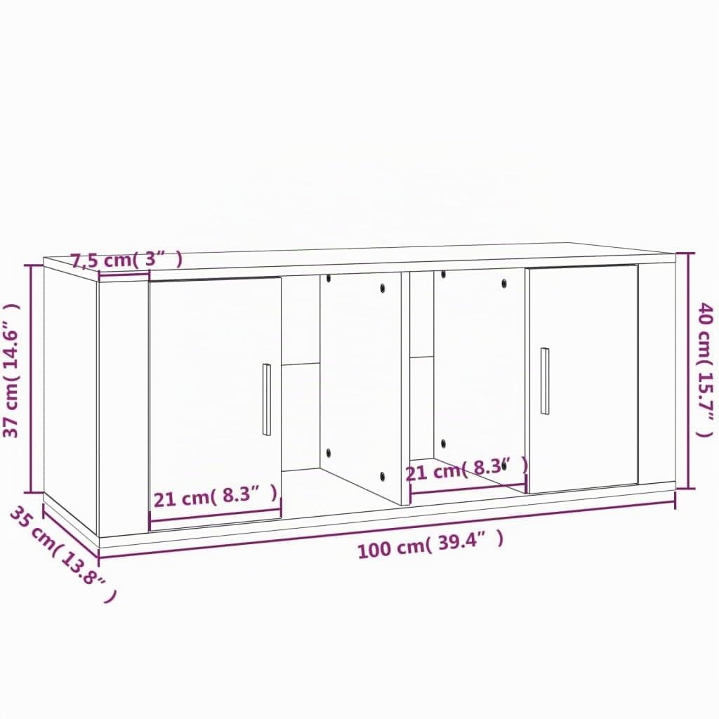 vidaXL Mobile TV Rovere Fumo 100x35x40 cm in Legno Multistrato