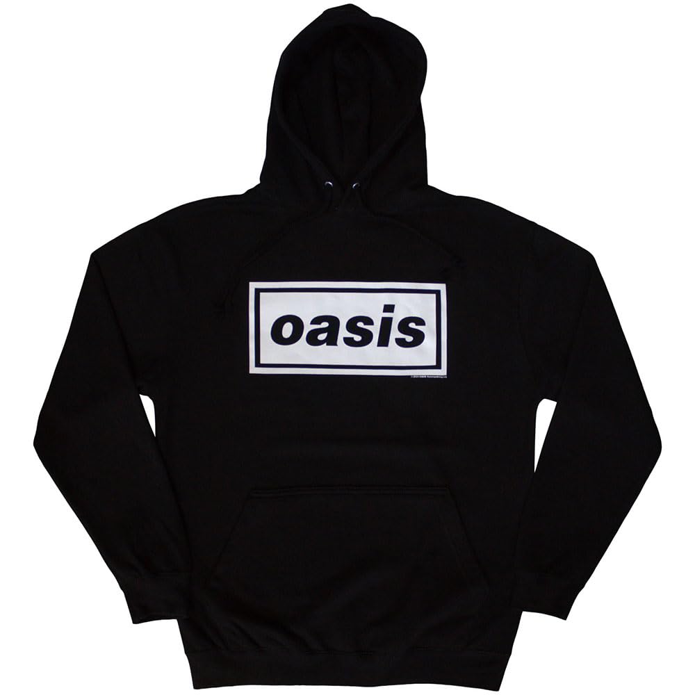 Rock Off Officially Licensed Products Men's Black Oasis Decca Band Logo Pullover Hoodie L