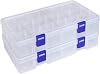Qualsen Clear Organiser Storage Box, Small Storage Box with Lid, Fishing Tackle Boxs, Stackable Plastic Container with Adjustable Dividers for Beads, Crafts, Art DIY, Jewelry (18 Grids, 2 Pack)