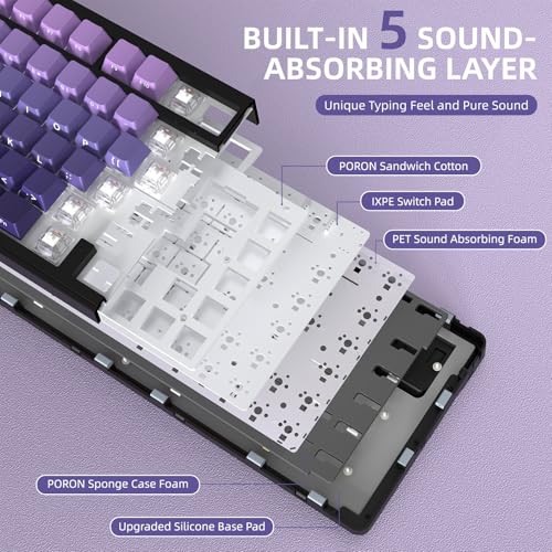 AJAZZ x ATTACK SHARK X85 Gasket Mechanical Keyboard,75% Wireless Gaming Keyboard with Knob,5-Layer Padding,PBT Side-Printed Keycap,BT5.1/2.4Ghz/USB-C Wired,Hot-Swap Linear Switch,RGB,NKRO,for PC,MAC - Image 4