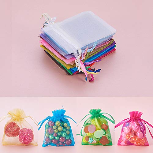 PandaHall 100st 7cm * 9cm rechthoek organza geschenkzakken, bruiloft gunstzakjes sieraden zakjes, gemengde kleur - Image 7