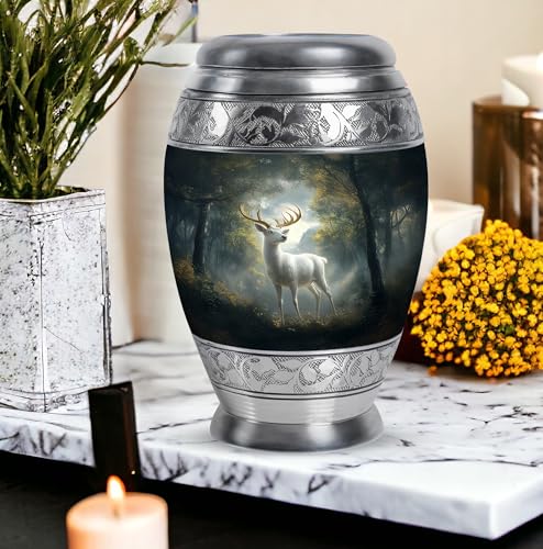 Image of Deer Urn - Small Funeral Urn for Ashes for Women & Men - Large Burial Urns for Mom & Dad - Combo of 10 Inch & 3 Inch