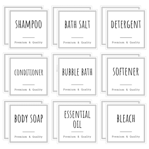 Image of Segbeauty 18pcs Waterproof Self-Adhesive Labels for Organizing Bathroom, Soap Dispenser, Home, Laundry, Cleaning - Removable Stickers for Plastic Glass Bottles