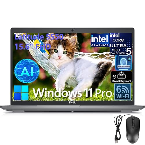 Image of Dell Latitude 5550 15 15.6 inch FHD Business AI Laptop Computer, Intel Ultra 5 135U (Beat i7-1355U), 16GB DDR5 RAM, 1TB SSD, WiFi 6, Bluetooth 5.3, Backlit Keyboard, Fingerprint Reader, Windows 11 Pro