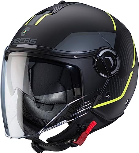 predisposto per comunicatori CABERG RIVIERA V4X GEO MATT BLACK/YELLOW FLUO/ANTHRACITE S CASCO APERTO