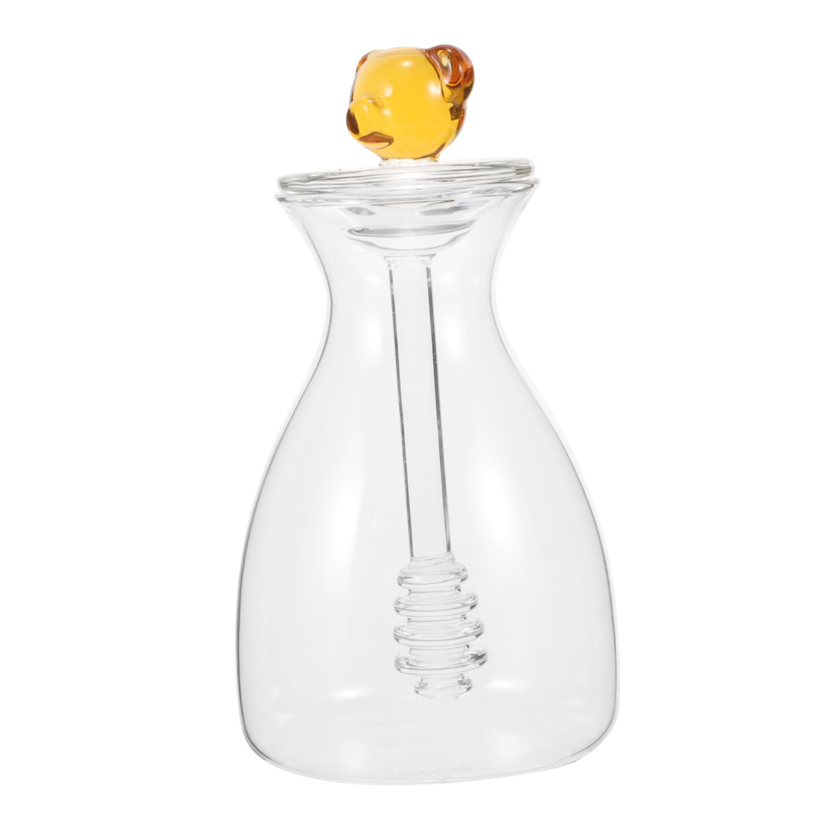 BRIGHTFUFU Transparent Honey Pot Honey Holder Honey Jar with Dipper Stick Syrup Dispenser Small Honey Container Honey Containers with Dipper Mini Honey Jars Glass Beehive Household