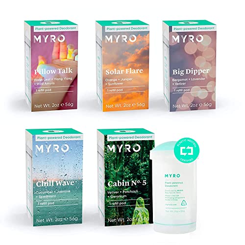 Myro Deodorant Big Dipper, Cabin 5, Chill Wave, Pillow Talk, Solar Flare Refill 5 Pack