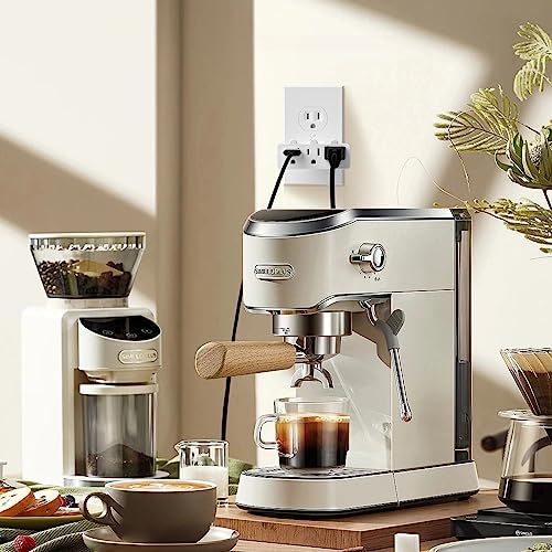 3 Outlet Swivel Wall Adapter, Grounded 180 Degree Electrical Plug Adapter, 3-Prong Outlet Tap, Ground Adapter Plug, Indoor Rated，Ul Listed, White, 2 Pack #TOP5