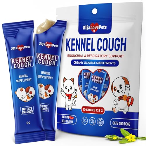 Dry & Wet Kennel Cough Medicine for Dogs and Cats: Effective Supplement for Sneezing Allergies and Runny Nose Lickable Dog Cough Medicine for Breathing Care 10 Sticks x 5 g