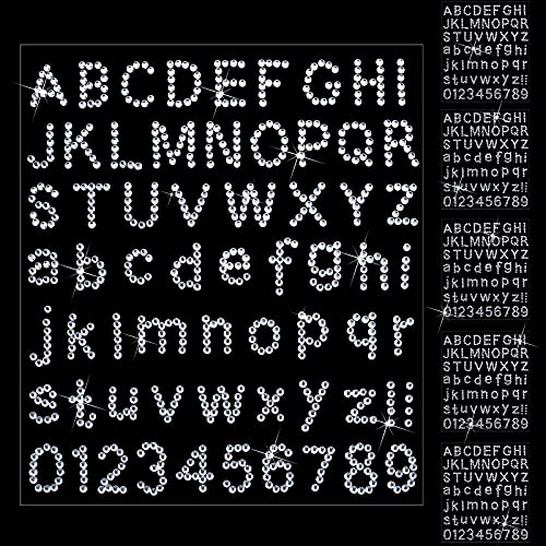 Clabby 6 Sheets Glitter Rhinestone Letter Stickers Bling Crystal Alphabet Letter Gemstone Border Sticker 26 Letters and 10 Numbers Adhesive Gem Stickers for School DIY Art Craft(White)