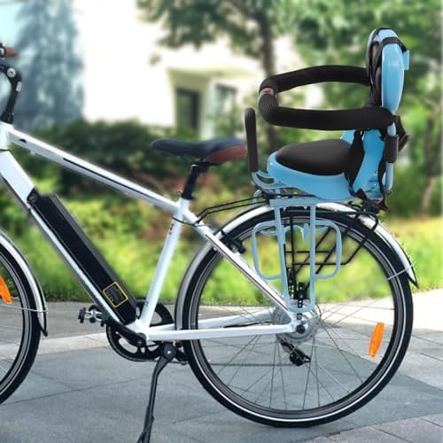 Child Bike Seat Attachment for Adult Bike with Cushion, U-Shaped Removable Guardrail, Wide Footrest, for Children 6 Months - 6 Years Old