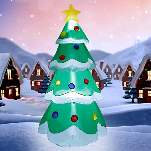 Dr.dudu 5 Ft Inflatable Christmas Tree, Led Light Up Xmas Tree Blow Up Decorations For Christmas Party Indoor Outdoor Yard Garden Lawn Holiday Party #TOP6