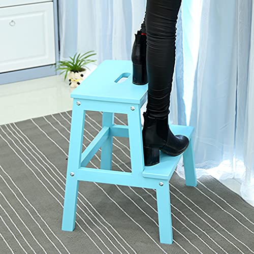 Taburete de escalera de madera con 2 niveles para armarios y hogar 5