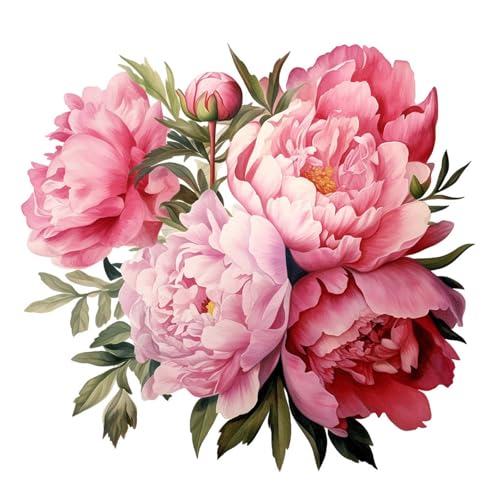 Colexy Stickers Muraux Fleur de Pivoine, Stickers Muraux Vintage Fleur, Sticker Muraux Fleurs Décoratifs Pivoine, Peint Chambre Décoration Fond, 30 x 30cm