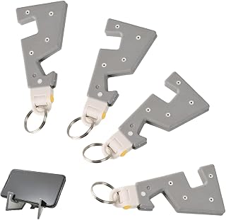 Soporte portátil plegable para teléfono con llavero, paquete de 4 unidades, ABS, mini soporte de escritorio manos libres para teléfonos, color gris