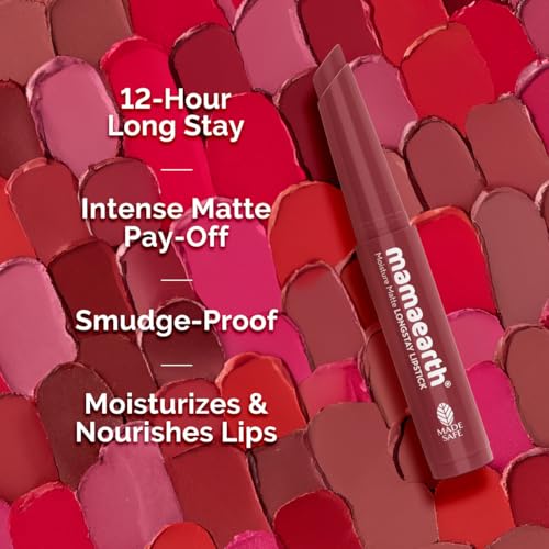 Image of Mamaearth Moisture Matte Longstay Mini Lipstick with Avocado Oil & Vitamin E for 12 Hour Long Stay-02 Plum Punch - 0.7 g