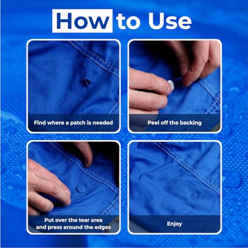 aZengear Repair Patches for Jackets, Tent, Shoe Toe, Air Mattress, Inflatables, PVC Gear - Waterproof, Self-Adhesive, Tear-Cold-Heat-Resistant, Down Puffer Coat (11 Pieces, Blue)