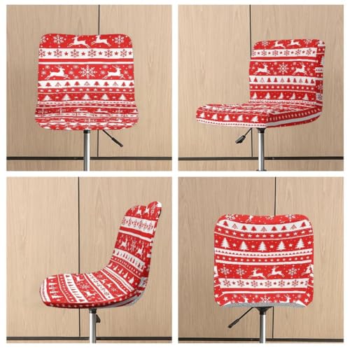 Image of Christmas Tree Stripes Bar Stool Covers,4 Pack Stretch Waterproof Bar Stool Chair Cover for Dining Room Cafe Furniture Chair Seat Protectors Seat Covers