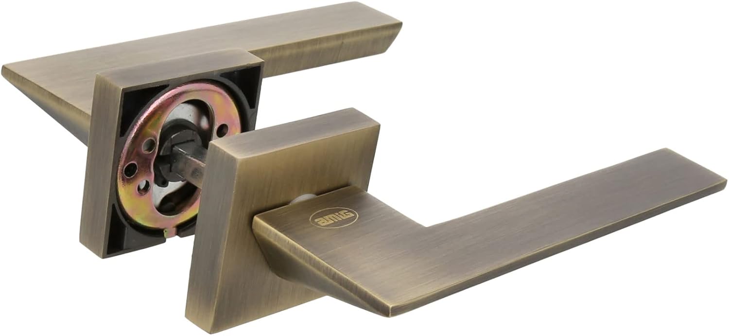 Amig - Door Handle Set - Mod. ZAHORA - 52 x 146 mm - Keyhole - Elegant and Simple Design - Ergonomic Grip Handle - Matte Black Zamak