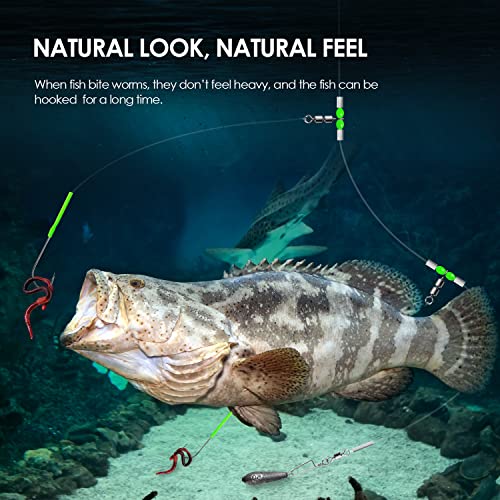 Luroad 5 Stück Angelhaken für Meeresangeln, Flapper-Rigs für Meeresangeln, Strandwerfen, Uferfischen, Flunder, Whiting, Barsch, Scholle (B. 5 Stück - 2 Haken - Größe 2/0-52cm)