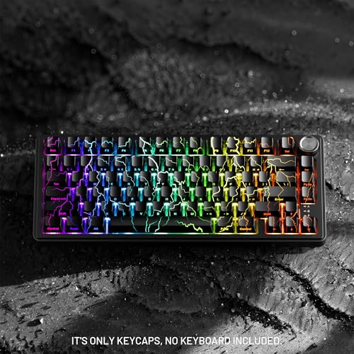 Image of HITIME x XVX Lightning Keycaps 60 75 100 Percent - Shine Through Keycaps w /IMD Tech, for Mechanical Keyboards, Full 118 Key Set, OEM Profile, Lines Backlit, Side Printed - Black