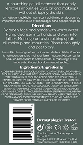 Romer Skincare Cleanse Nourishing Gel-Oil Cleanser - Gentle Aloe-Based Face Wash, Hydrating, Makeup Removing (190Ml/6.4Oz) #TOP4