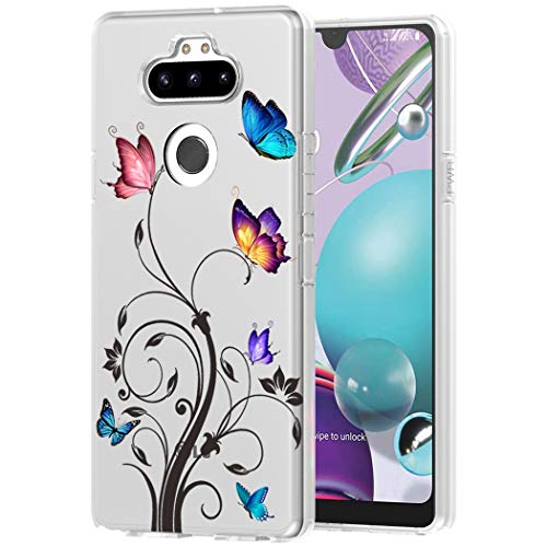 Yodueiv Case for LG Aristo 5 Plus/for LG K31/for LG Risio 4/for LG Phoenix 5/for LG Fortune 3 Case for Girls Women, Soft Clear TPU Shockproof Protective Transparent Case Cover for LG K31 (Butterfly)