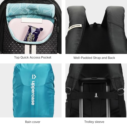 Image of uppercase Pixel Laptop Backpack | 3 Compartments, Well-Padded, Rain Cover, Trolley Sleeve, Organisers | For Boys & Girls | 500 Days Warranty