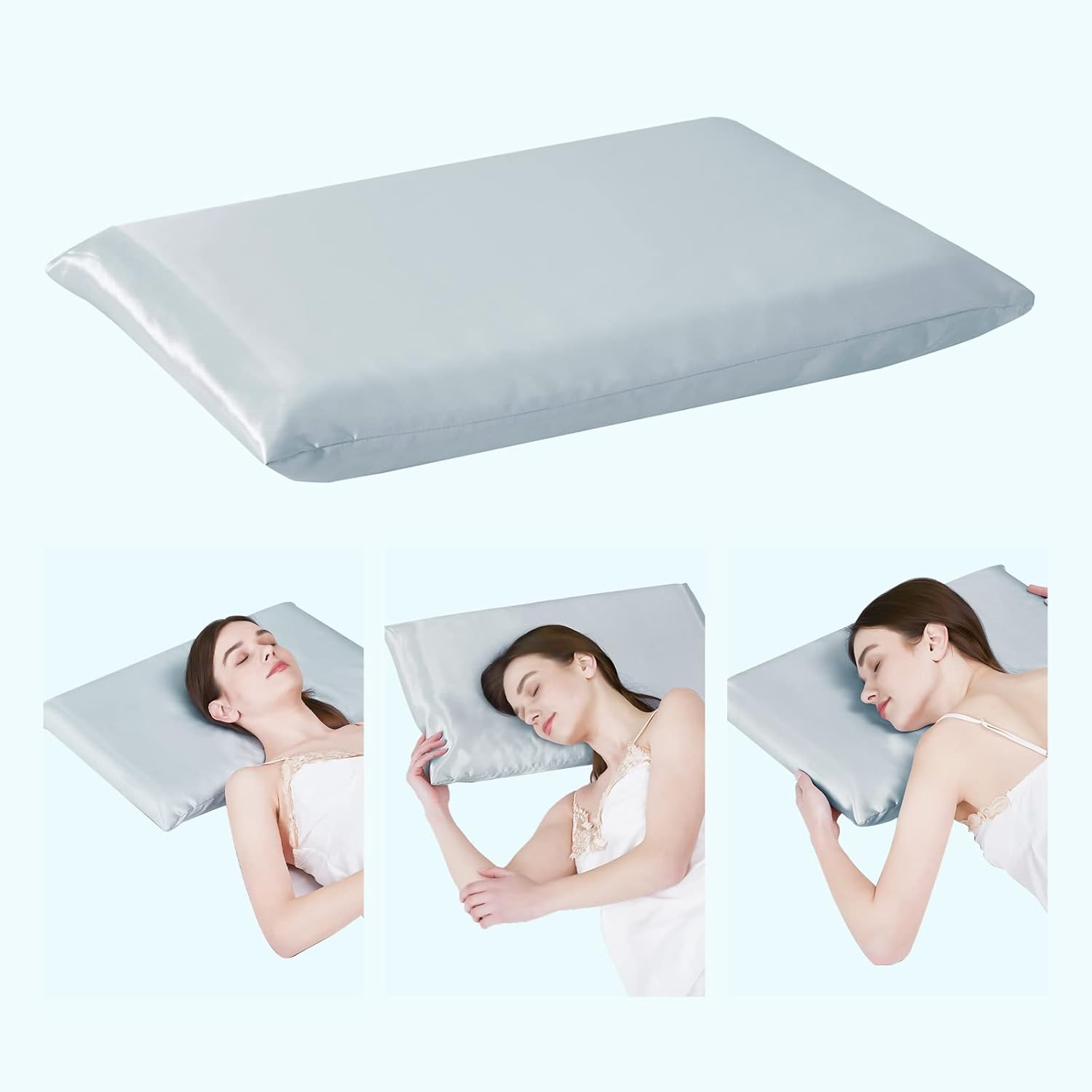 Tiooii Thin Memory Foam Pillow for Stomach and Back Sleeper