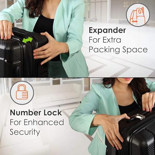 Image of AGARO Venue Hard-Sided Polypropylene Check-in Luggage Set of 2 (20-24 Inch Suitcase) Black