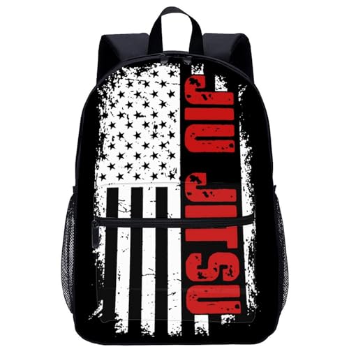 JIU-Jitsu Flag Large Backpack 17Inch Lightweight Laptop Bag with Pockets Travel Business Daypack