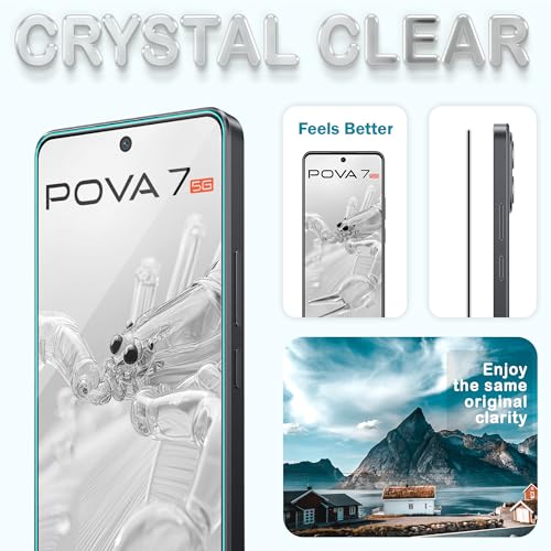 Image of ArmourPro Military Grade Gorilla Tempered Glass Compatible For Tencno Pova 7 5G (6.78 Inch) With Easy Installation Kit for Smartphone| Edge To Edge Coverage | Black, Pack of 2