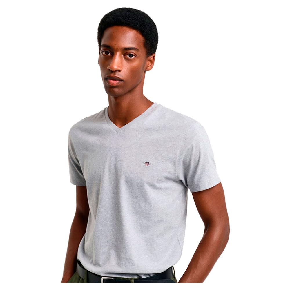 GANT Koszulka Mężczyźni T-shirt Slim Shield Z Dekoltem W Serek