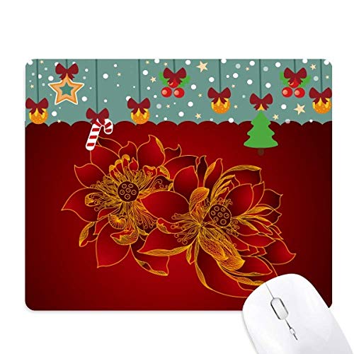 Tapis de souris fleur de lotus rouge tapis de bureau Noël en caoutchouc