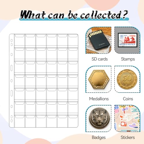 Hojas para colección de monedas con 1260 bolsillos miniatura 5