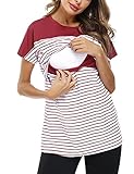 【Ocasiones】Esta camiseta de lactancia es suave y cómoda, le brinda una experiencia relajada durante el embarazo y la lactancia. Es Ideal para diario casual, trabajo, fuera. Va bien con pantalones casuales, jeans, falda, también con cualquier atuendo, siempre cómodo. También puedes usarlo como pijama.