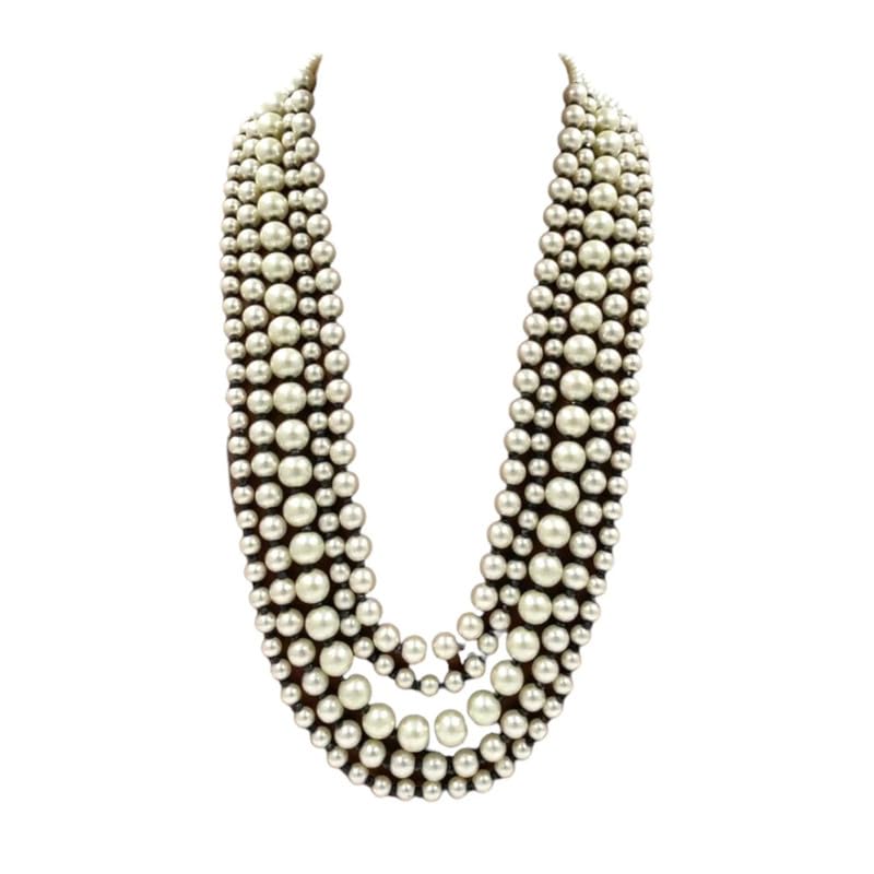 5-Line Black & White Necklace - Elegant Multicolor Beads for a Monochrome Style-image-36