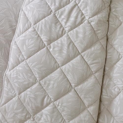 Colcha acolchada de hojas de diseño sofisticado con cordón perimetral de 240 x 260 cm 3