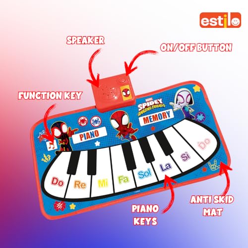 Image of Estilo Floor Piano Mat for Kids & Toddlers | Baby Playing Mat with Music 11 Keys | Musical Toy Gift for Boys & Girls Age for 1-6 | Engaging Keyboard for Toddlers (Spider Man)