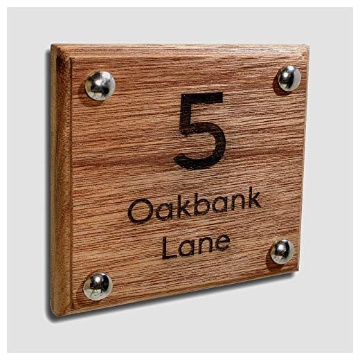 Active Window Films Personalised Laser Engraved Wooden Door Number, Custom Front Door Number, House Sign Plaque (15cm x 15cm)